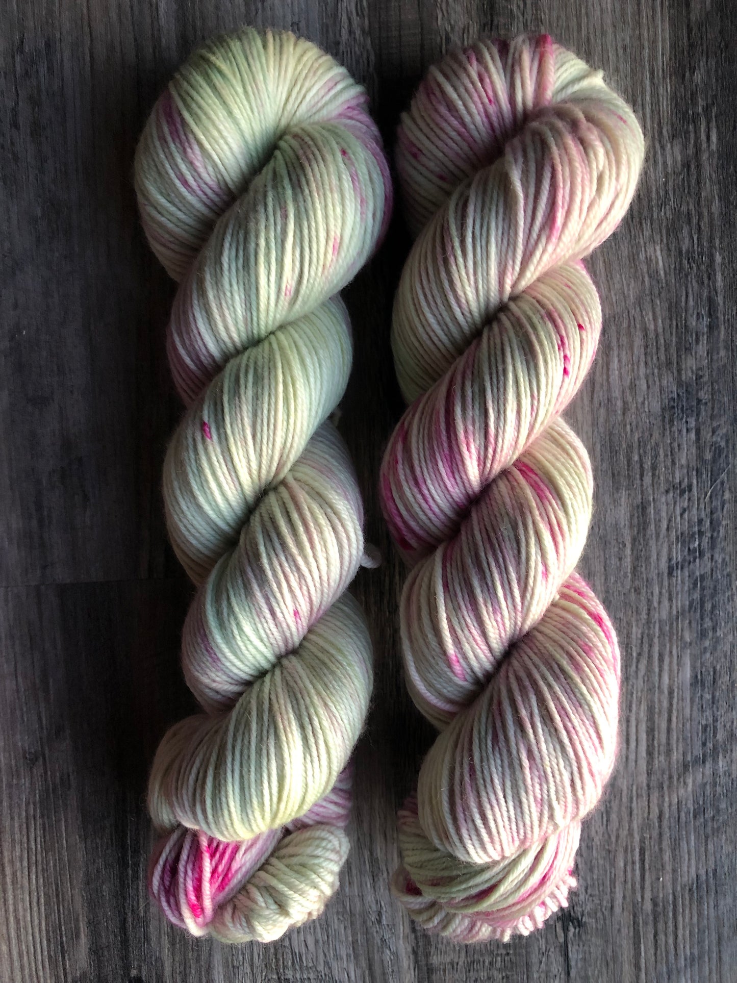 Rose Bud -speckled yarn- Shown in DK weight. Available on other bases.  See description for details.