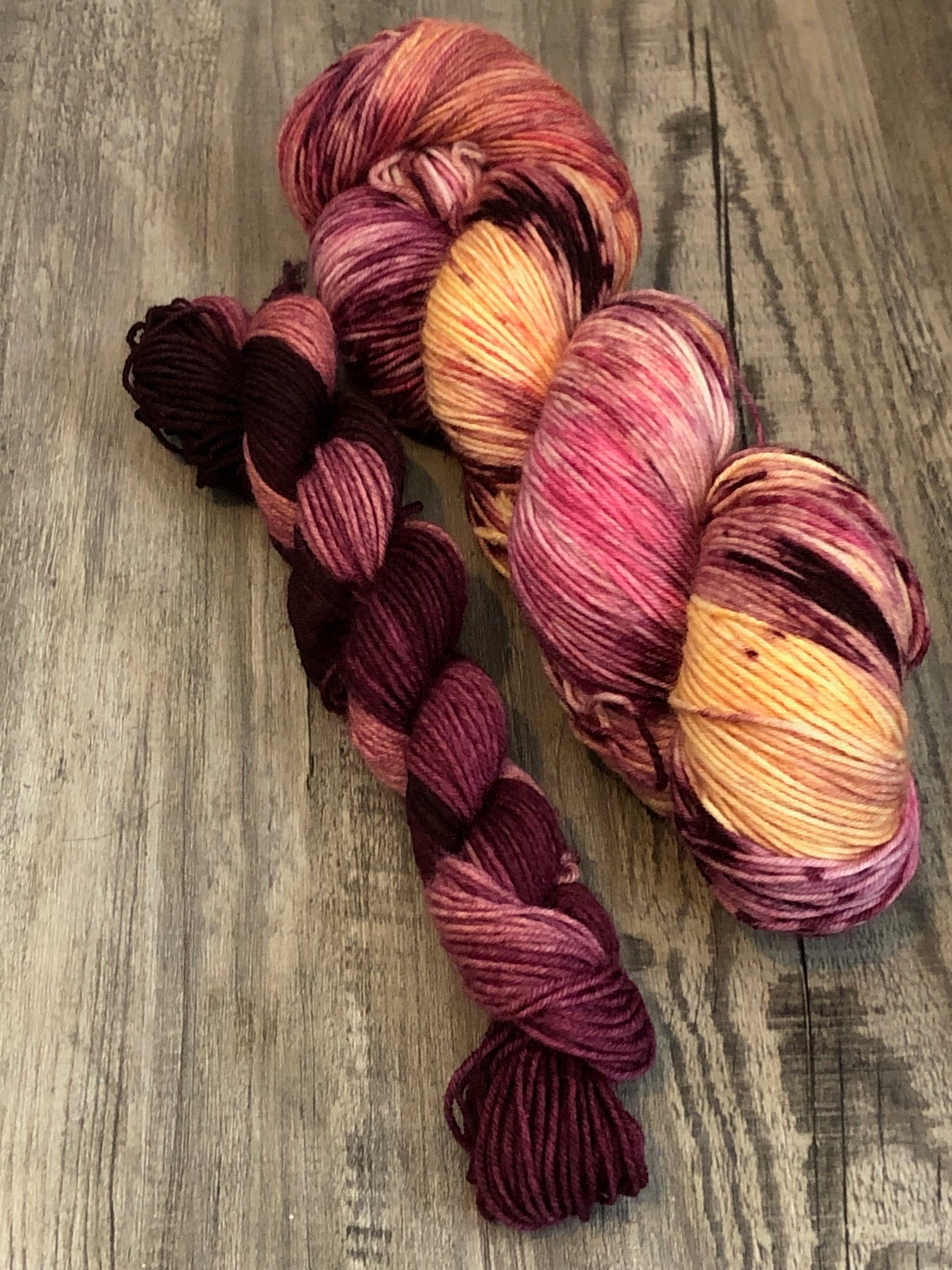 September - Hand dyed sock yarn - red orange burgundy